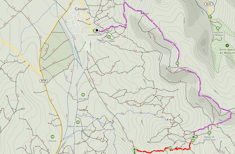 каппадокия долина красная розовая карта