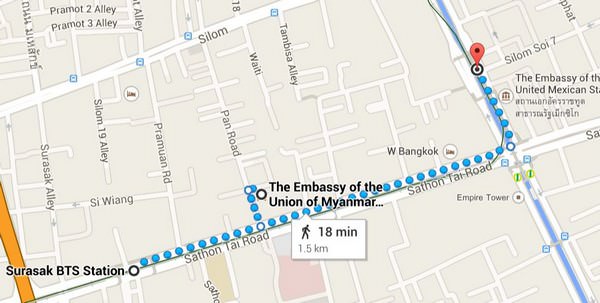 Посольство Мьянмы (Бирмы) в Бангкоке - карта