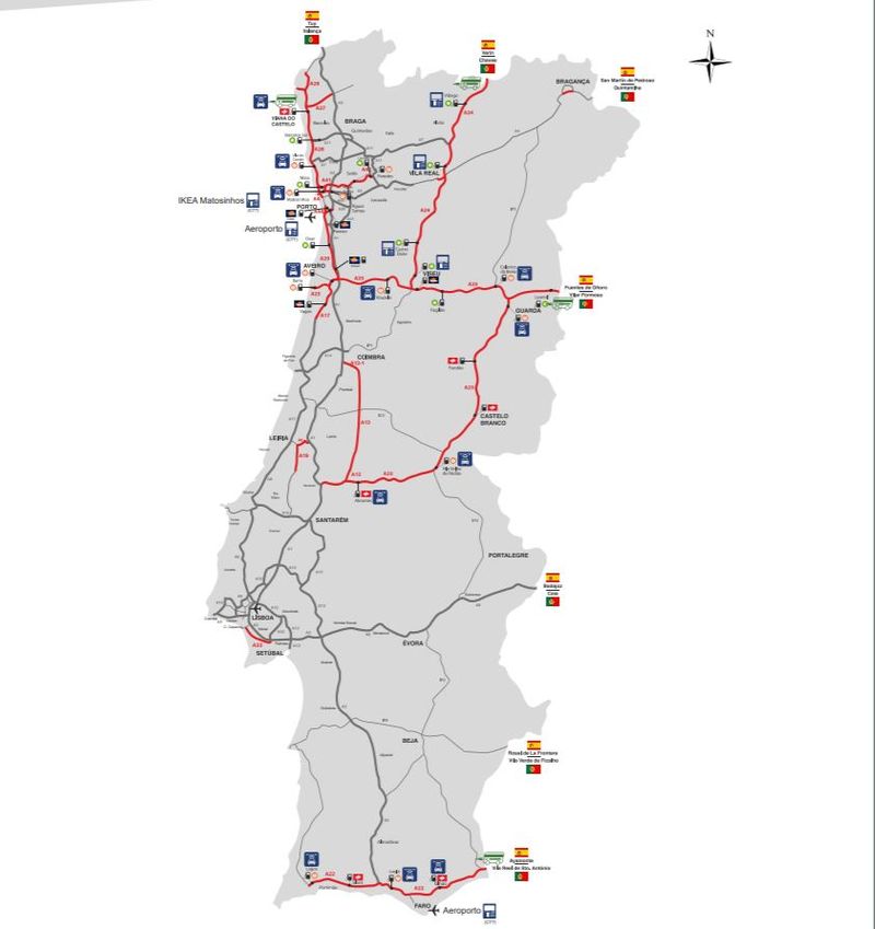 карта автобанов в Португалии