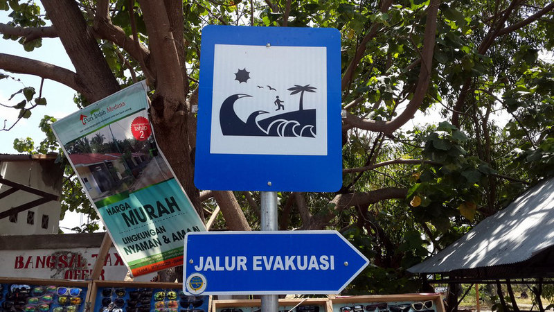 Знак, куда бежать в случае цунами